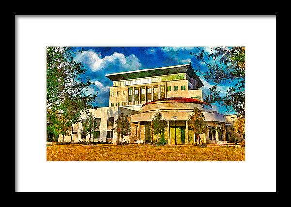 Coral Springs Framed Print featuring the digital art Coral Springs city hall building - digital painting by Nicko Prints