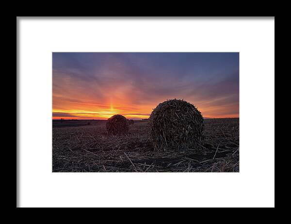 Sunset Framed Print featuring the photograph Corn Rolls by Aaron J Groen