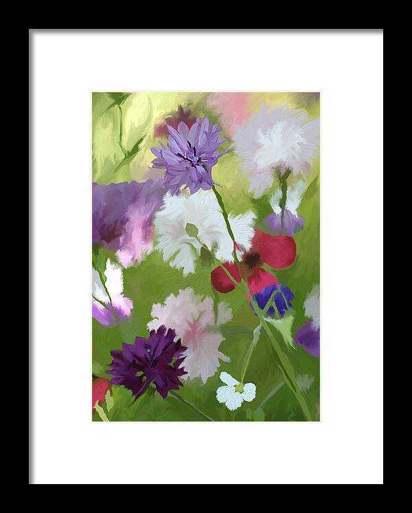 Cornflowers Framed Print featuring the mixed media Cornflower Fields by Ann Leech