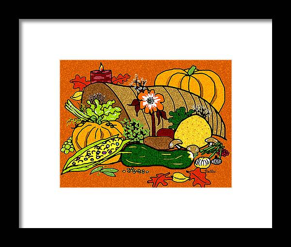 Thanksgiving Framed Print featuring the digital art Cornucopia by Vallee Johnson
