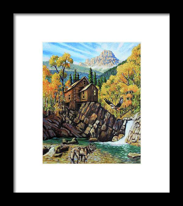 Rocky Mountains Framed Print featuring the painting Corona Get Away by John Lautermilch