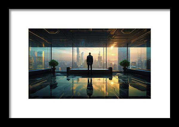 Reflection Framed Print featuring the digital art Corporate World 01 Office Reflection by Matthias Hauser