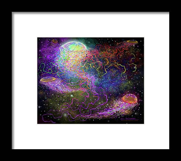 Cosmic Framed Print featuring the digital art Cosmic Celebration by Kevin Middleton