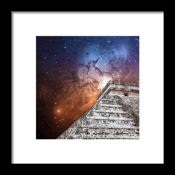 Nebulous Framed Print featuring the digital art Cosmic Pyramid by Phil Perkins