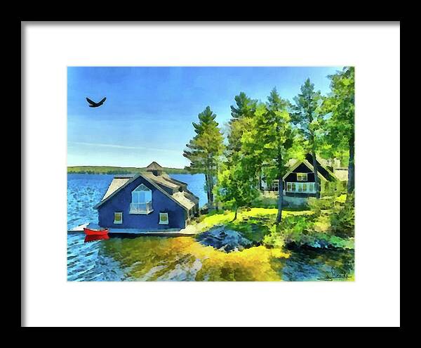 Cottage In The Woods Framed Print featuring the painting Cottage in the woods 3 by George Rossidis