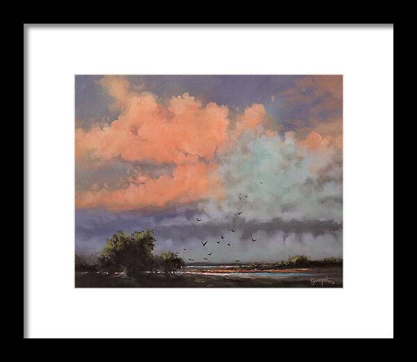Clouds Framed Print featuring the painting Cotton Candy Clouds by Tom Shropshire