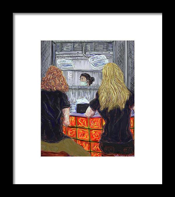 Restaurant Framed Print featuring the digital art Counter Service by Angela Weddle