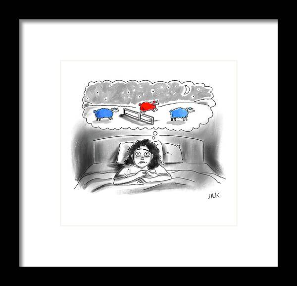 Captionless Framed Print featuring the drawing Counting Sheep by Jason Adam Katzenstein
