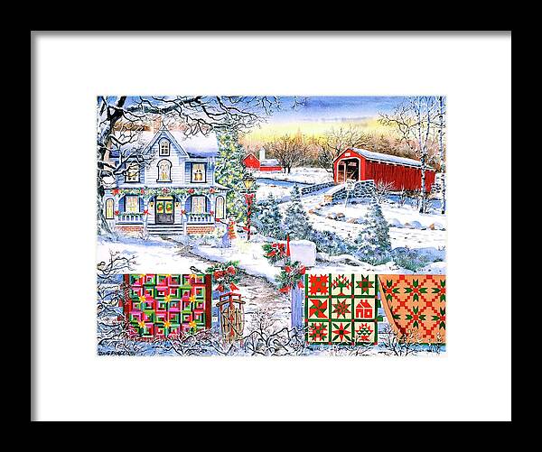 Snow Framed Print featuring the painting Country Christmas by Diane Phalen