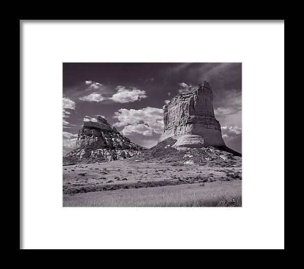 Nebraska Framed Print featuring the photograph Court House and Jail Rock near Bridgeport, Nebraska by Jeff White
