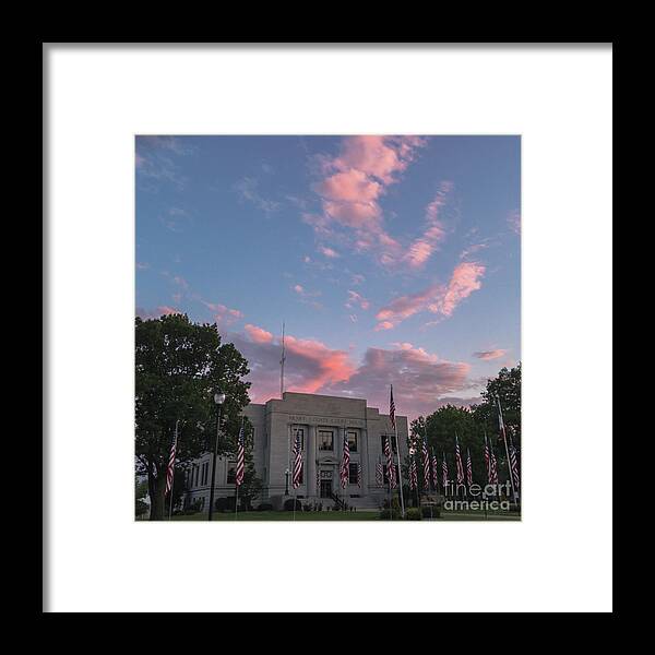 Courthouse Framed Print featuring the photograph Courthouse with Flags by Tamara Becker