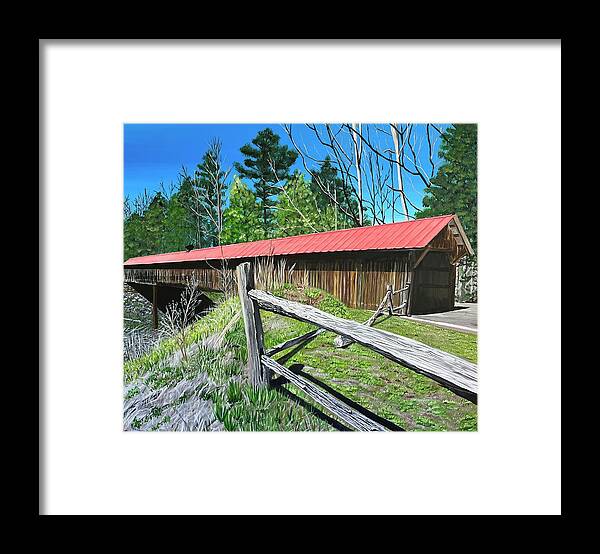 Covered Bridge Framed Print featuring the painting Covered Bridge #2 by Boots Quimby