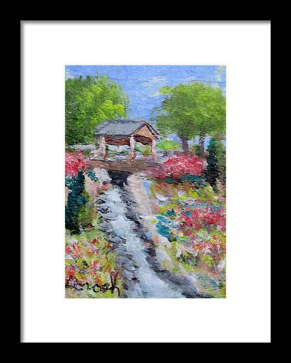 Landscape Framed Print featuring the painting Covered Bridge by Gregory Dorosh