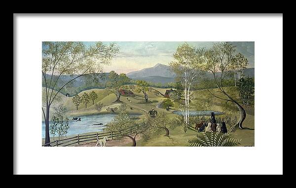 Labrador Framed Print featuring the painting Covered Bridge Labradors by Lisa Curry Mair