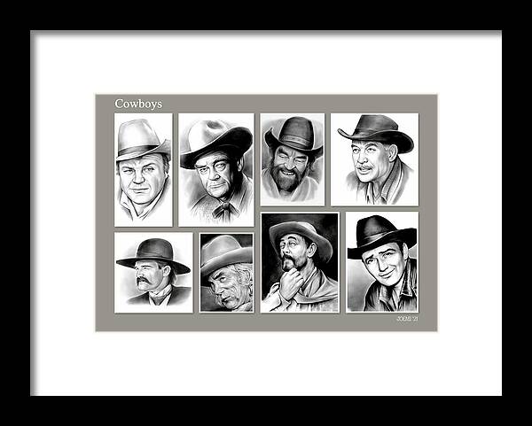 Collage Framed Print featuring the drawing Cowboy Collage by Greg Joens