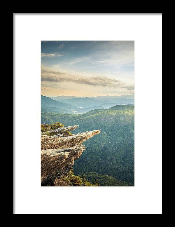 Linville Gorge Framed Print featuring the photograph Craggy Linville Gorge Hawksbill Mountain Sunset North Carolina by Jordan Hill