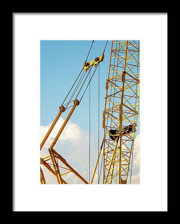 Crane Construction Metal Yellow Framed Print featuring the photograph Crane by John Linnemeyer