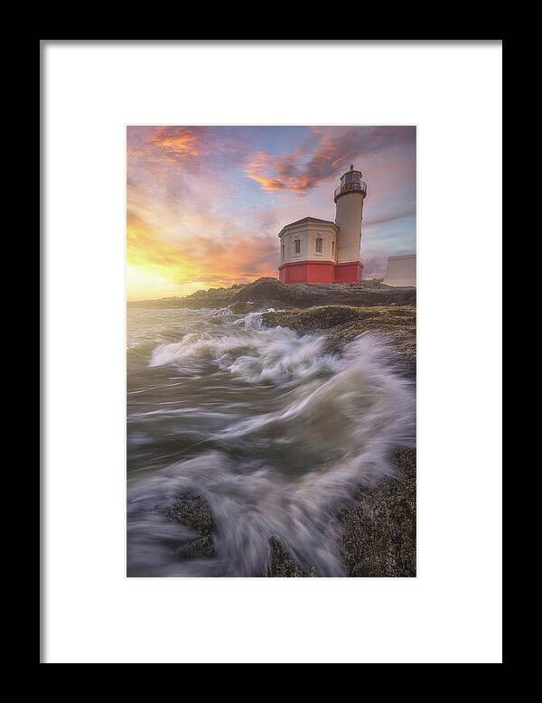 Bandon Framed Print featuring the photograph Crashing Sunset Waves by Darren White