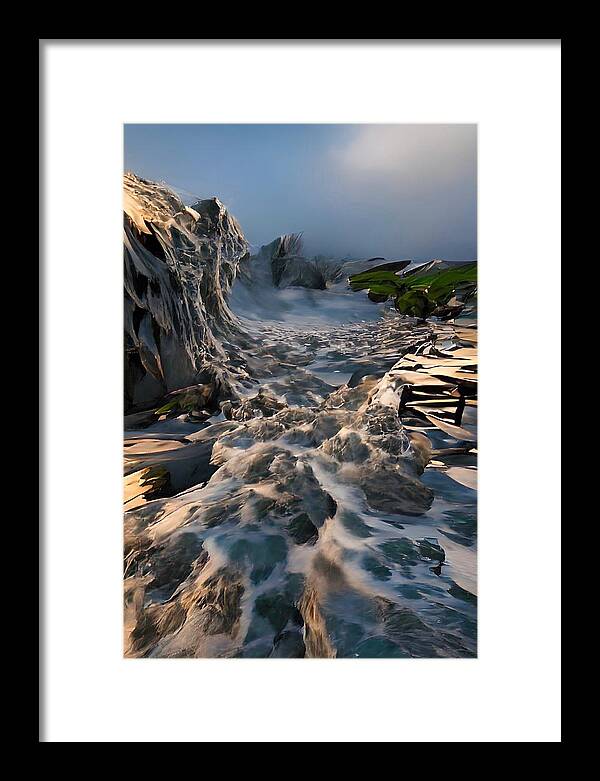 Framed Print featuring the digital art Crashing Tidal Wave by Michelle Hoffmann