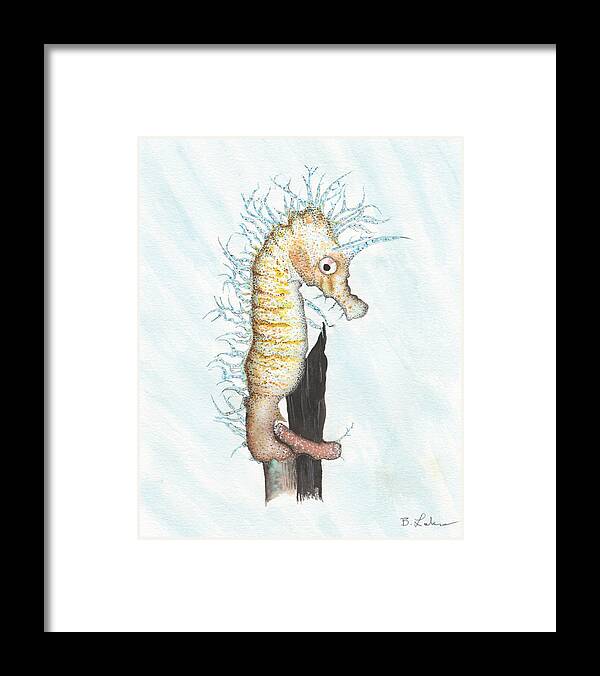Sea Horse Framed Print featuring the painting Crazy Horse by Bob Labno