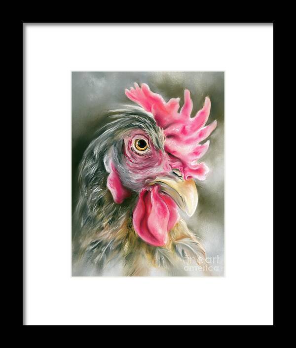 Bird Framed Print featuring the painting Cream Legbar Chicken Portrait by MM Anderson