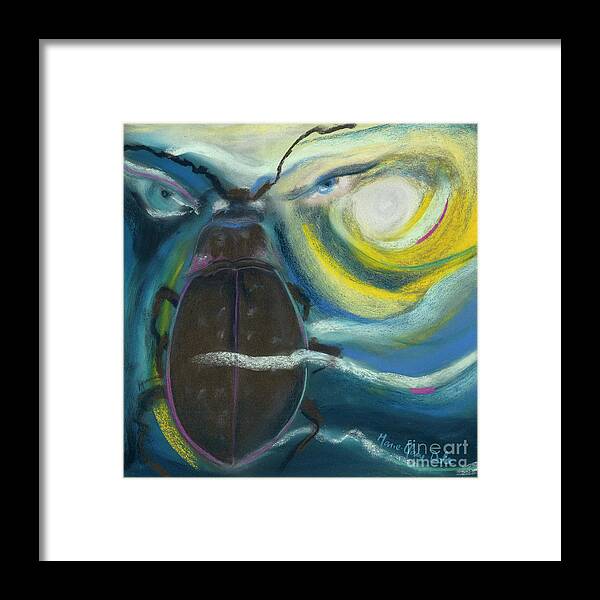 Beetle Framed Print featuring the pastel Creating the Beetle by Marie-Claire Dole