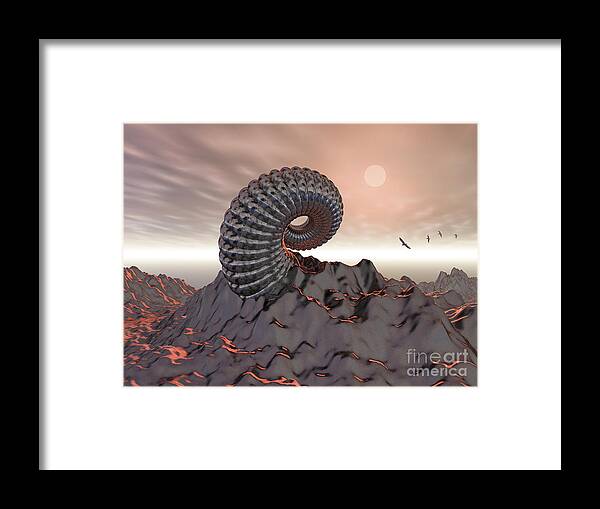 Science Fiction Framed Print featuring the digital art Creature of The Mountain by Phil Perkins