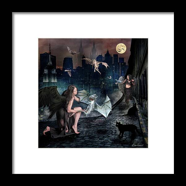 Creatures Framed Print featuring the digital art Creatures of the Night by Diana Haronis