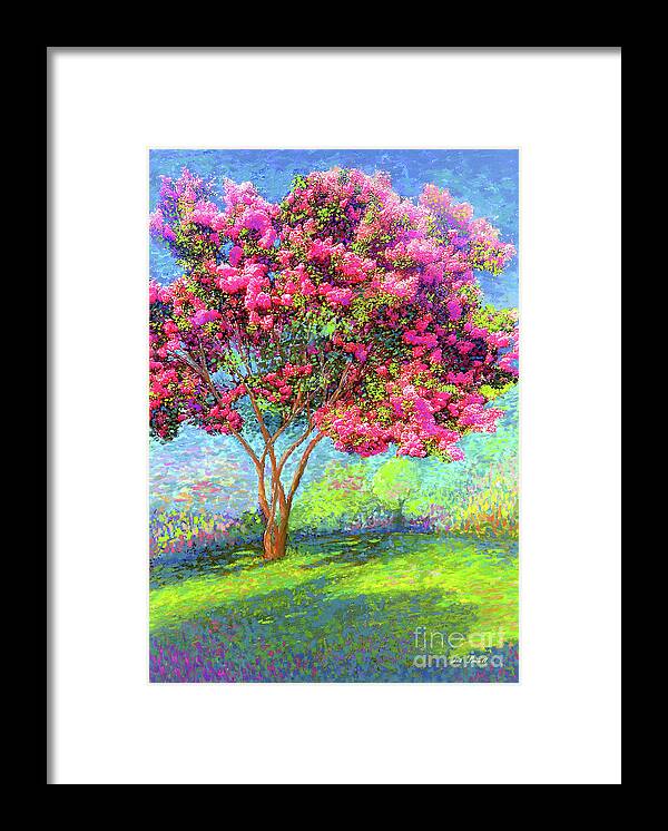 Landscape Framed Print featuring the painting Crepe Myrtle Memories by Jane Small