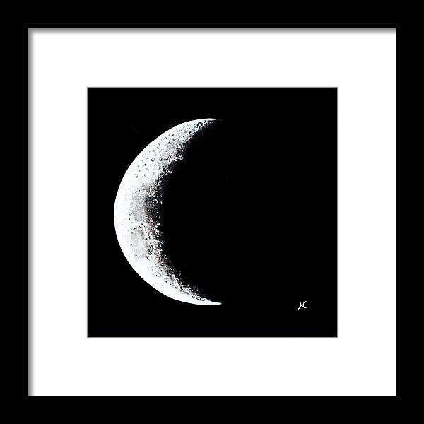 Cosmic Art Framed Print featuring the painting Cresent moon 2 by Neslihan Ergul Colley