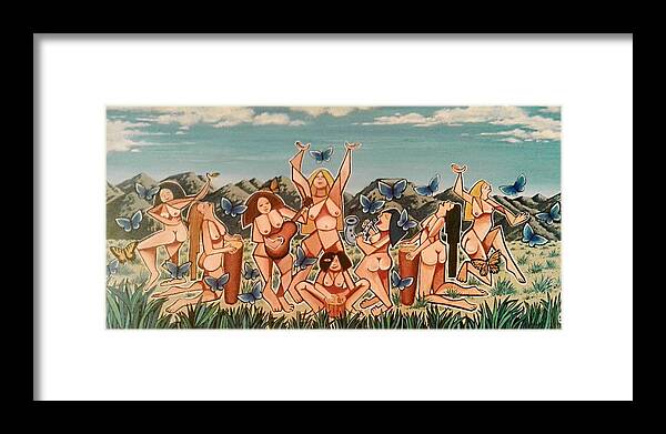 Dancing Framed Print featuring the painting Crestone Music Festival, Women Only by James RODERICK