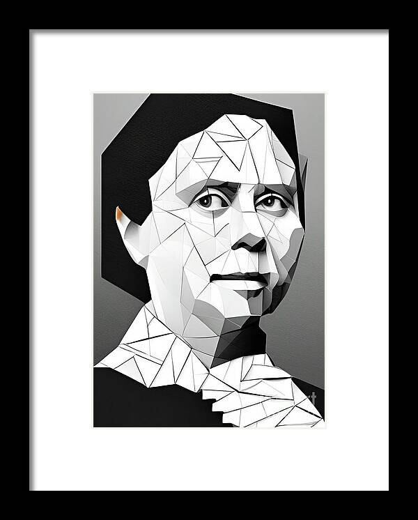 Belle Gunness Framed Print featuring the digital art Criminal Belle Gunness geometric portrait by Christina Fairhead