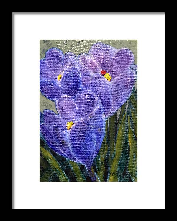 Crocus Framed Print featuring the painting Crocus #2 by Milly Tseng