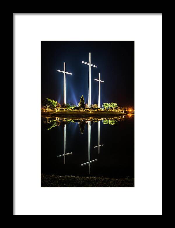 Andy Crawford Framed Print featuring the photograph Crosses in reflection by Andy Crawford