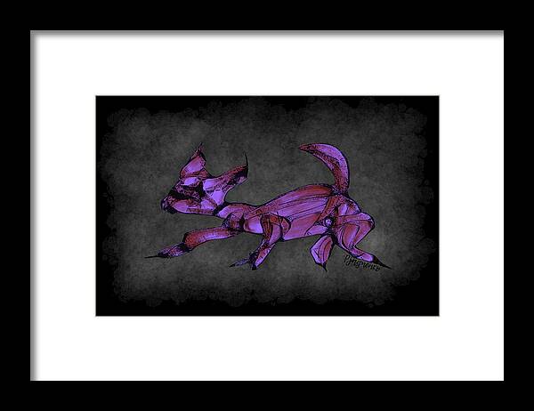 Dog Framed Print featuring the digital art Crouching dog by Ljev Rjadcenko