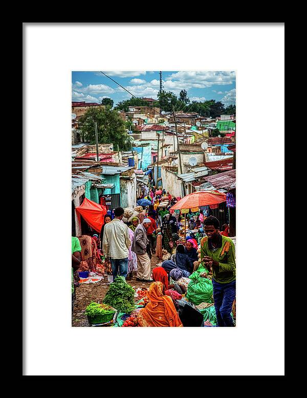 Africa Framed Print featuring the photograph Crowded Spice Market Harar by Matt Cohen