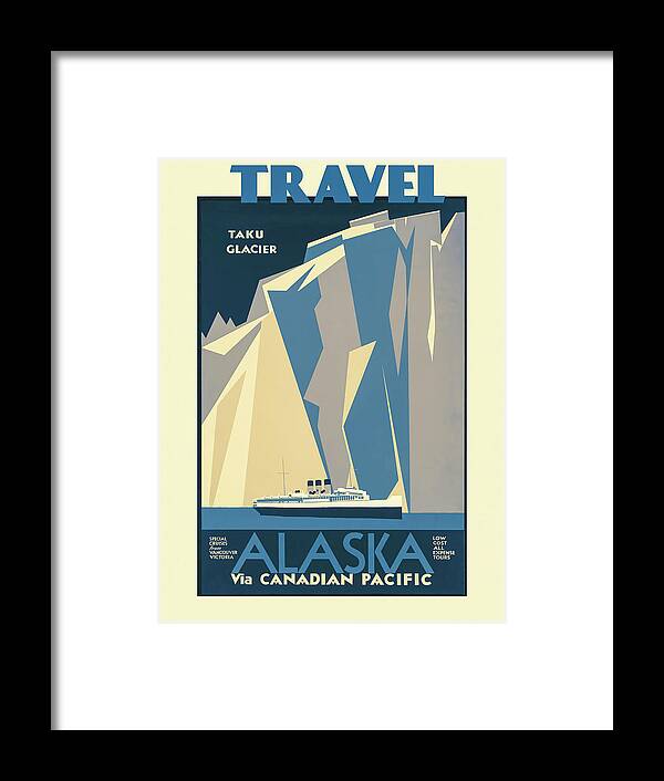 Alaska Framed Print featuring the photograph Cruise Alaska Vintage Travel Poster by Carol Japp