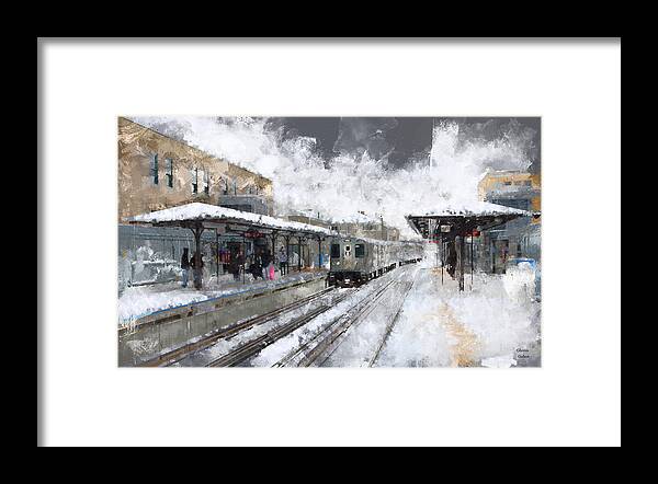 Chicago Framed Print featuring the mixed media CTA Sedgwick Station in Winter by Glenn Galen