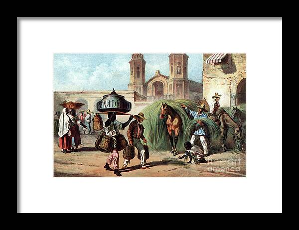 1855 Framed Print featuring the drawing Cuba - Vendors, 1855 by Granger