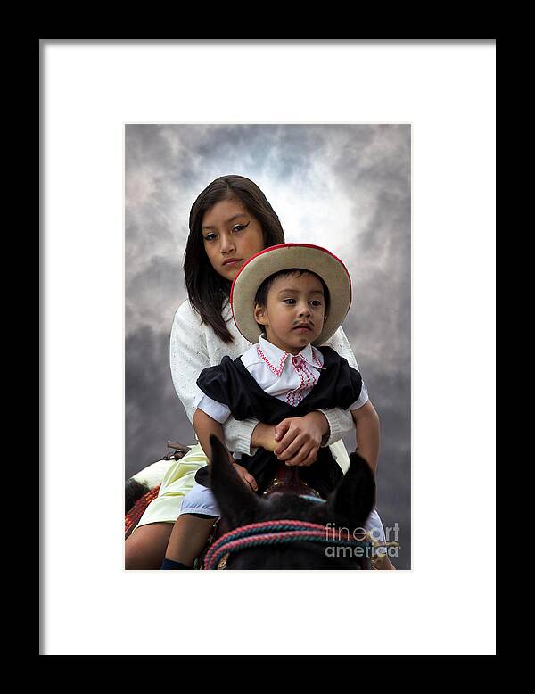 1986c Framed Print featuring the photograph Cuenca Kids 1407 by Al Bourassa