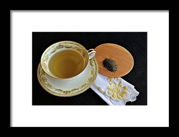 Green Tea Framed Print featuring the photograph Cup Of Green Tea by Kathy K McClellan
