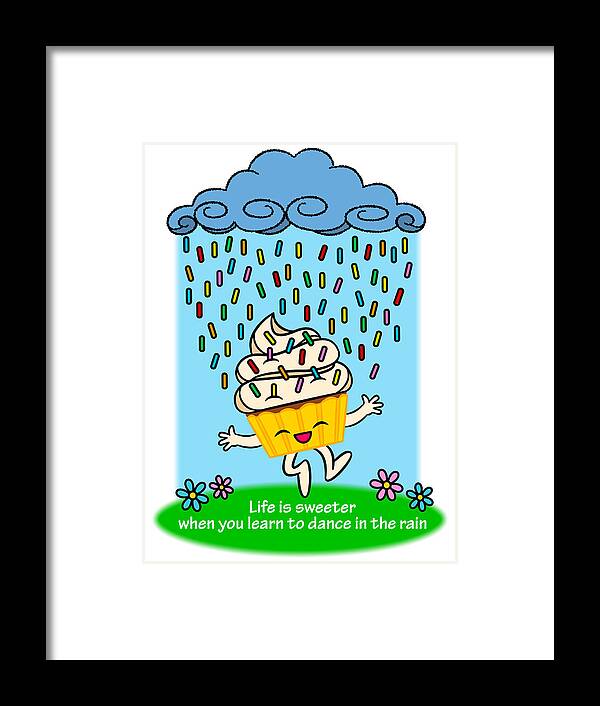 Cupcake Framed Print featuring the mixed media Cupcake In The Rain by J L Meadows