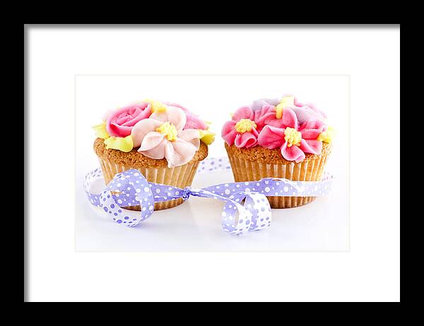 White Background Framed Print featuring the photograph Cupcakes by Elena Elisseeva