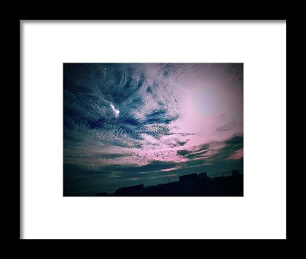 Sky Image Framed Print featuring the mixed media Curvature by Bencasso Barnesquiat