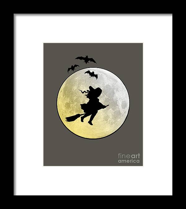Witch Framed Print featuring the digital art Cute Halloween Witch by Madame Memento