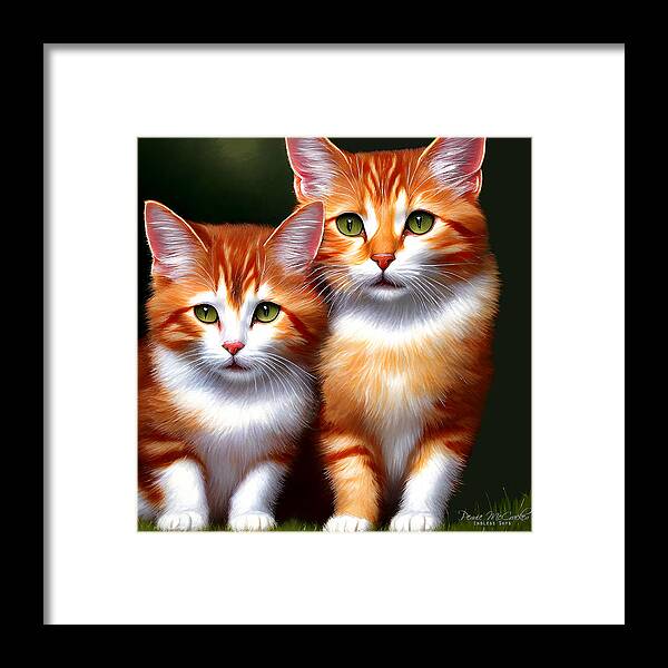 Cats Framed Print featuring the mixed media Cute Kittens by Pennie McCracken
