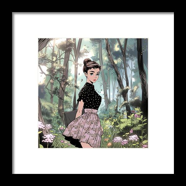 Anime Framed Print featuring the digital art Cute little Woman by My Head Cinema