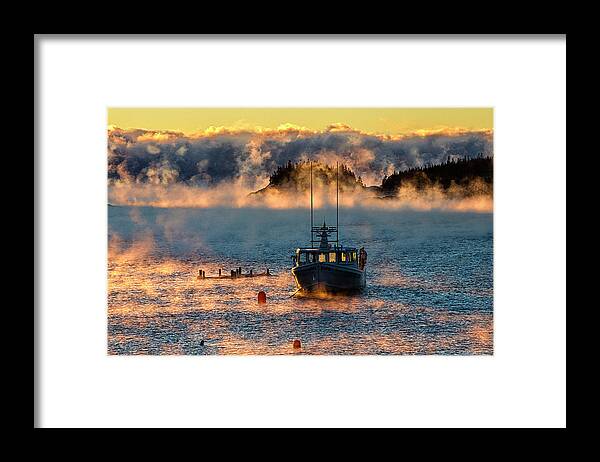 Sea Smoke Framed Print featuring the photograph Cutler Harbor Sea Smoke 6 by Marty Saccone