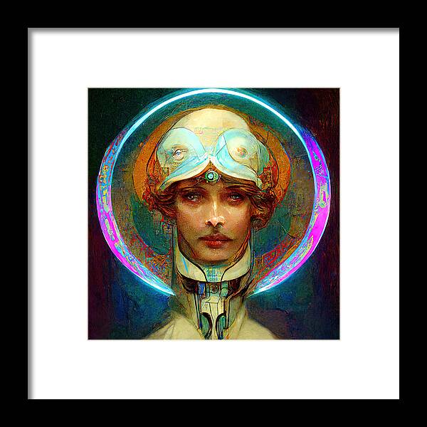 Cybernetic Framed Print featuring the painting Cybernetic Angel, 01 by AM FineArtPrints