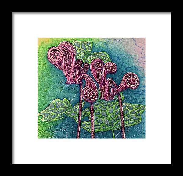 Cyclamen Framed Print featuring the mixed media Cyclamen by Brenna Woods